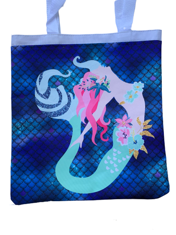 Mermaid on Blue Scales- Purse/Beach Bag
